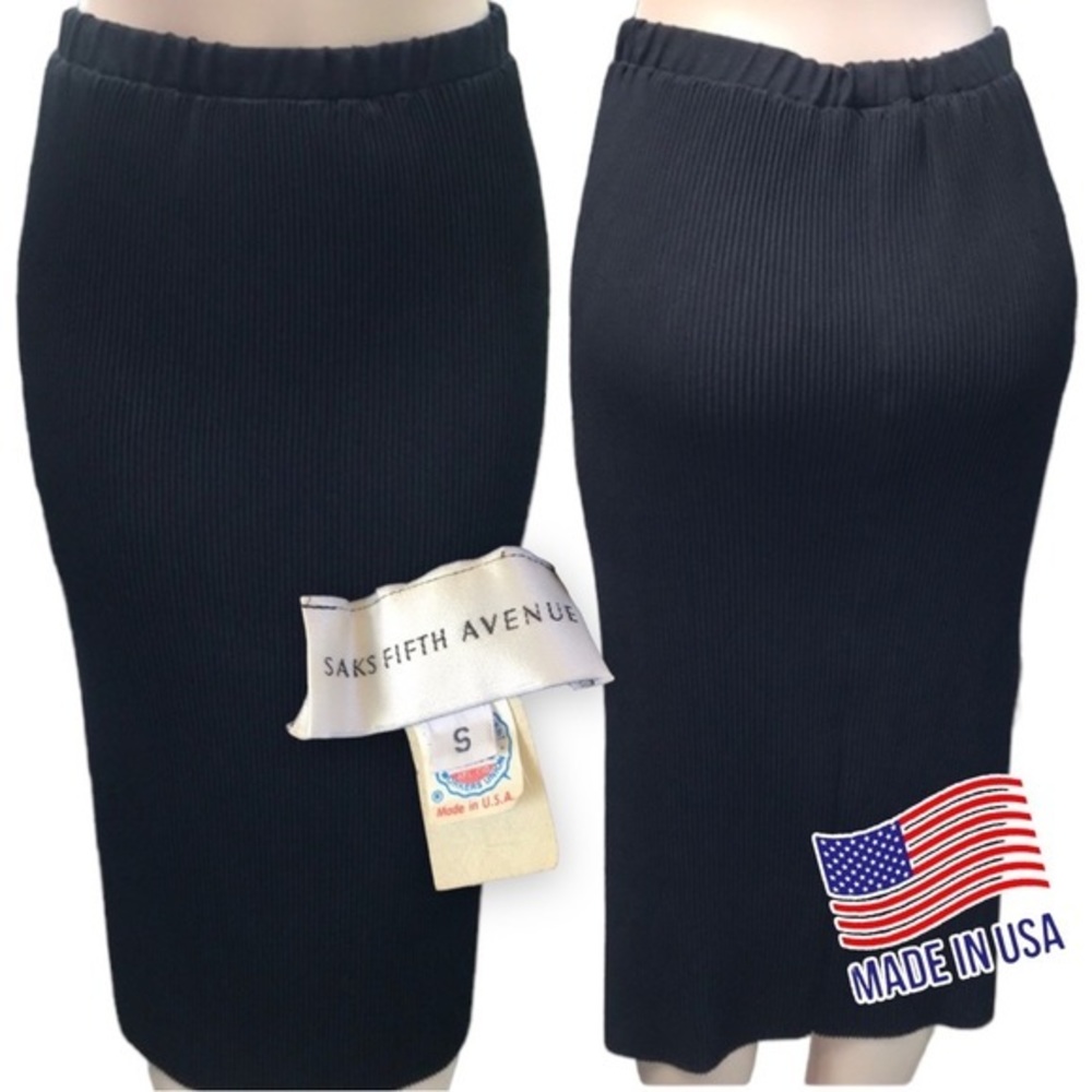 Vintage Saks Fifth Avenue Black Knife Pleat Maxi Skirt S ILGWU USA
